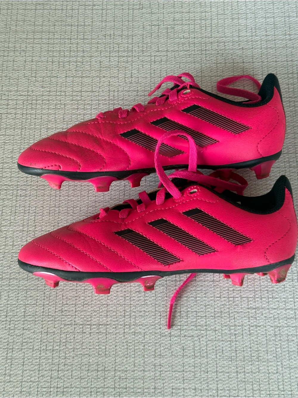 adidas Hot Pink Youth Soccer Cleats with Black Stripes